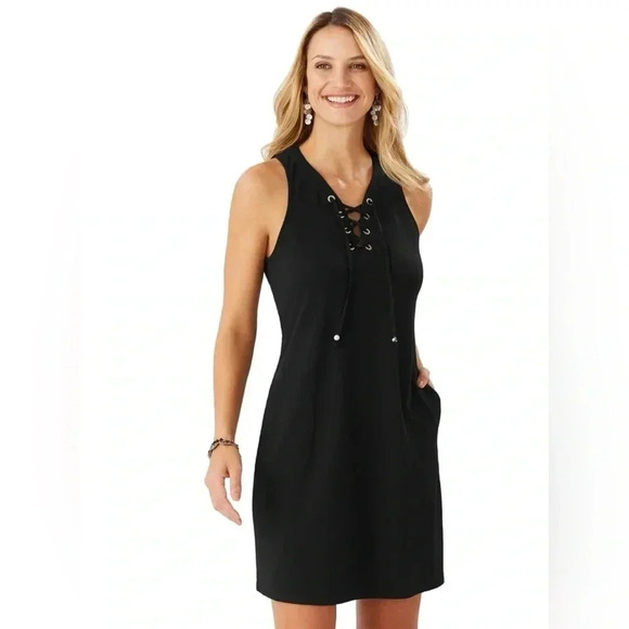 Michael Kors Black Front Lace Up Dress Size Small - Picture 1 of 5